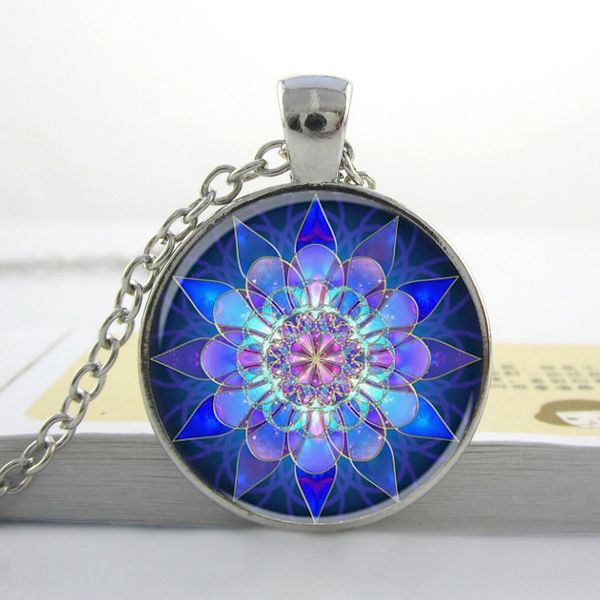 

Wholesale Mandala Pendant,Mandala Necklace,Mandala Art Necklace Soothing Blue Mandala, Pendant Glass cabochon Necklace,Yoga Jewelry
