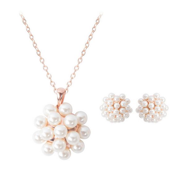 

18kgp pearl jewelry sets for women fashion female necklace earrings sets fashion accessories bridesmaid jewelry sets cal21060b, Silver
