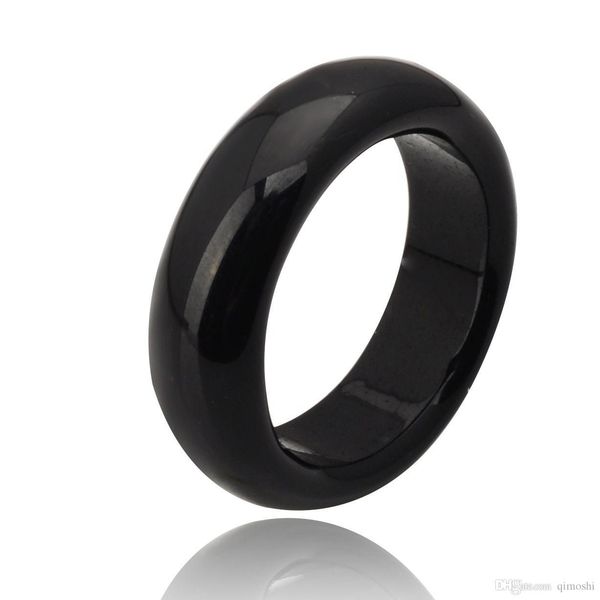 

fashion natural black agate jade crystal gemstone jewelry engagement wedding rings for women and men love gifts, Silver