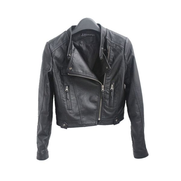 2018 New Hot Fashion Black Women Short Faux Leather Zip Up Cropped 2018 New Hot Fashion Black Women Short Faux Leather Zip Up Cropped Pu Jacket