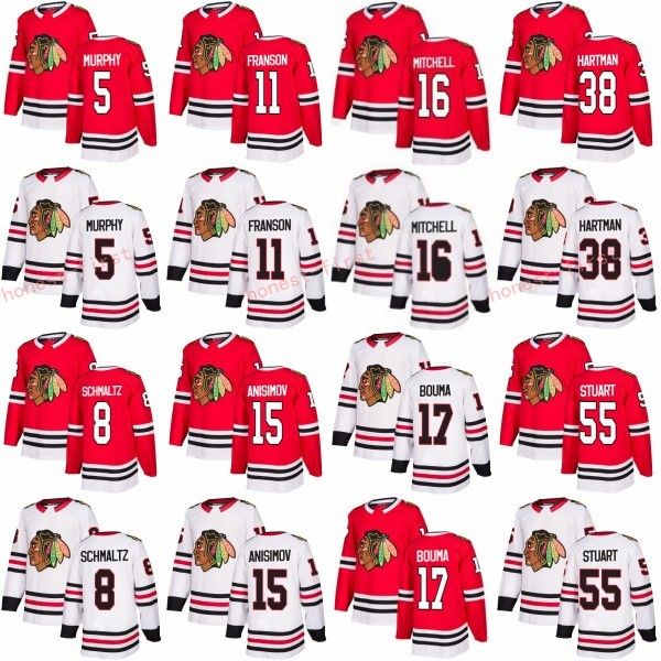 

Chicago Blackhawks Jerseys 2018 New 15 Artem Anisimov 38 Ryan Hartman 5 Connor Murphy 8 Nick Schmaltz 11 Cody Franson 17 Lance Bouma Red Whi