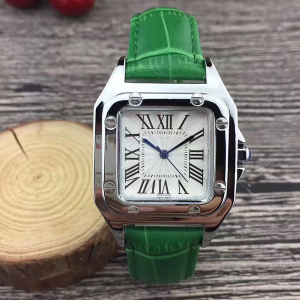 

strap fashion women watches 32mm casual square for montre quartz wrist watch femme girls ladies female gift dial dress leather qipk, Slivery;brown