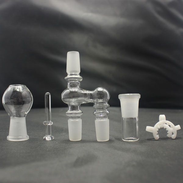 Kit de recuperação de óleo de vidro de junta de 18 mm com adaptador de vidro articular de 90 graus com cúpula feminina para bongos de água de vidro DAB RIG DAB