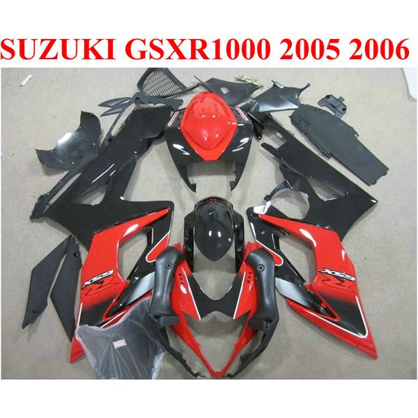 SUZUKI GSXR1000 2005 2006 için motosiklet parçaları özelleştirmek kiti fairing kiti K5 K6 05 06 GSXR 1000 siyah kırmızı ABS fairings set EF58