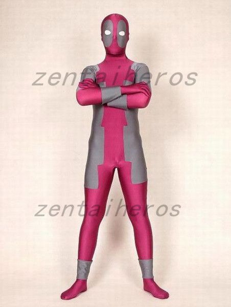 

rose and gray spandex deadpool costume, Black;red