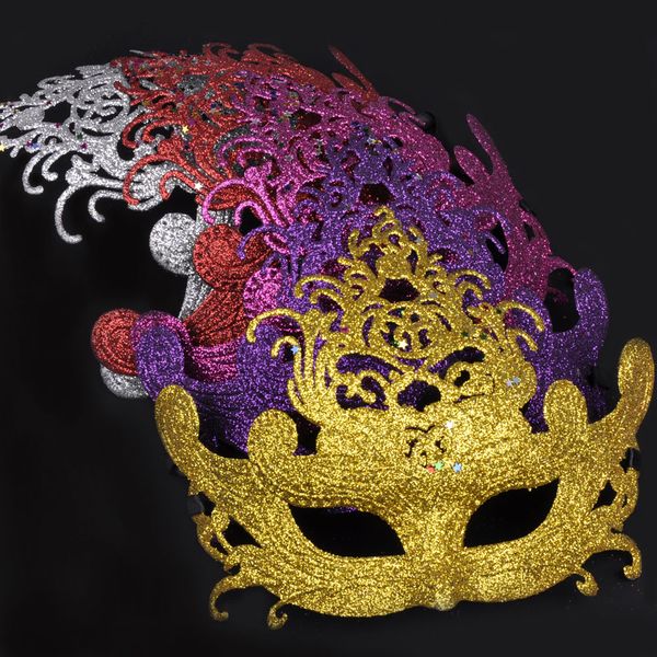 

Luxury Color Crown Princess Mask Half Face Halloween Venice Masquerade Mask Christmas Women Dancing Performance Costume Decoration 20pcs/lot