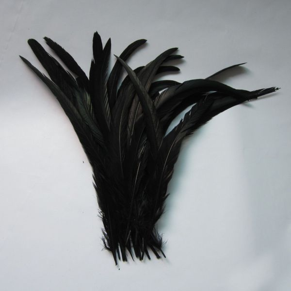 10pcs Dyed Rooster Tail Feathers 35-40cm Black for DIY Crafts Sewing Costume