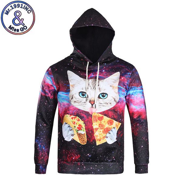 L'esplosione del cappotto con cappuccio stella pizza gatto e maglione a maniche lunghe coppia stampa digitale stampa digitale.