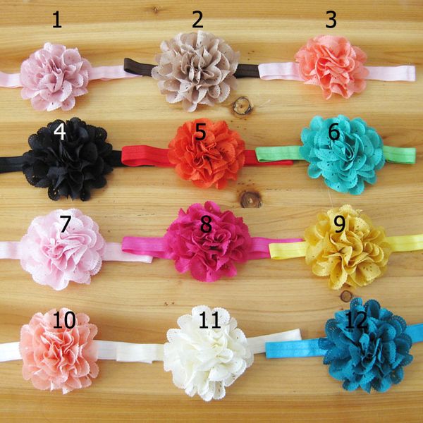 

19 color Elastic Headbands Children Hair Accessories Kids Hair big Flowers baby Girls Boutique Head bands christmas gift D677J