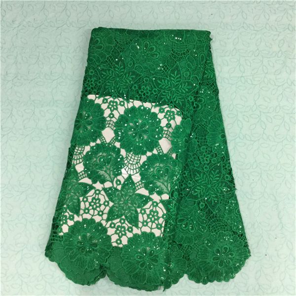 

wonderful green guipure lace with big jacquard and sequins african water soluble lace fabric for party dress bw34-7,5yards/pc, Black;white