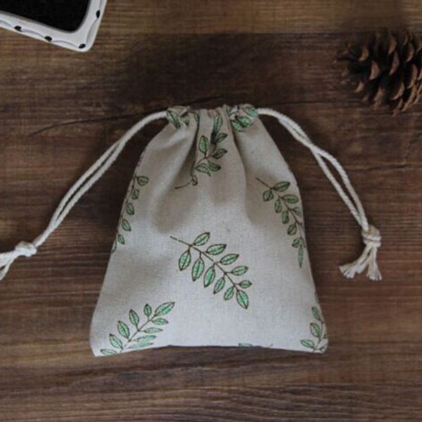 

olive leaf linen gift bag 9x12cm 10x15cm 13x17cm pack of 50 birthday party wedding favor sack makeup jewelry drawstring pouch, Pink;blue