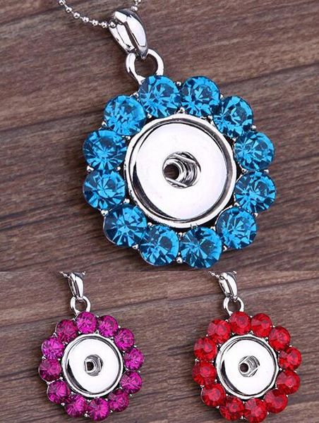 

crystal round whole circle rhinestones ginger snap button pendants necklace with interchangeable jewerly 3 colors for choices, Silver