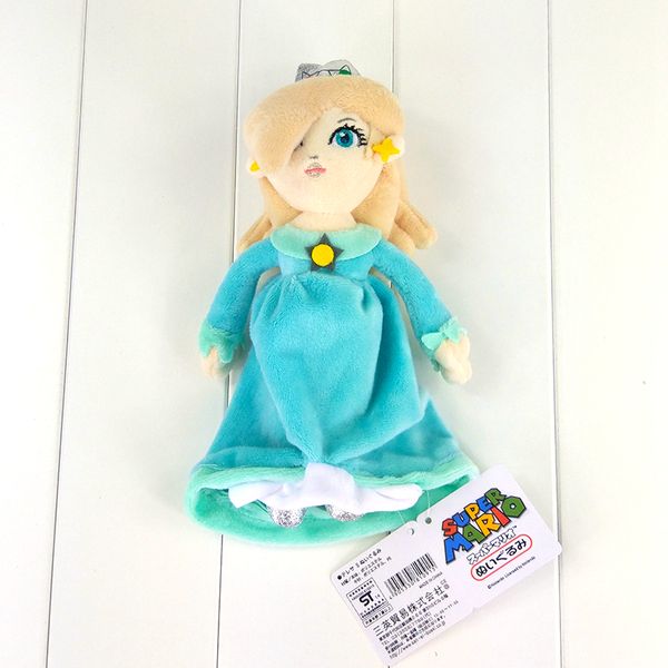 

wholesale- 23cm super mario bros plush toy princess rosalina in blue dress soft stuffed doll for girls