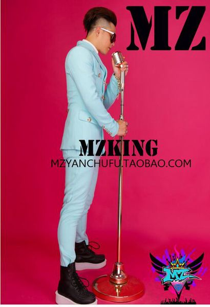 

мужской певец ночной клуб взлетно-посадочной полосы выглядит стрейч конопли материал мятно-голубой двубортный девять минут брюки костюм кост, Black;red