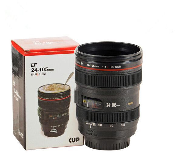 480 ml lente caneca Coffee Emulation Camera Camera Caneca Cup Beer Cup Wine Cup Sem Tampa Copos De Plástico Preto