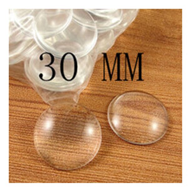 

18 mm 20mm 25 mm 30 mm clear round glass dome cabochon beads, Silver