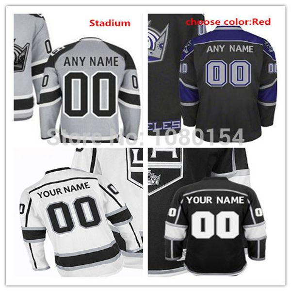 

Factory outlet cu tomize la king team ice hockey jer ey white black titched lo angele king cu tom gray tadium erie hockey jer ey, Black;red
