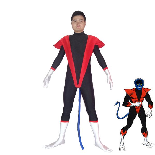 

x-men nightcrawler spandex superhero costume halloween party cosplay costumes catsuit zentai suit, Black;red