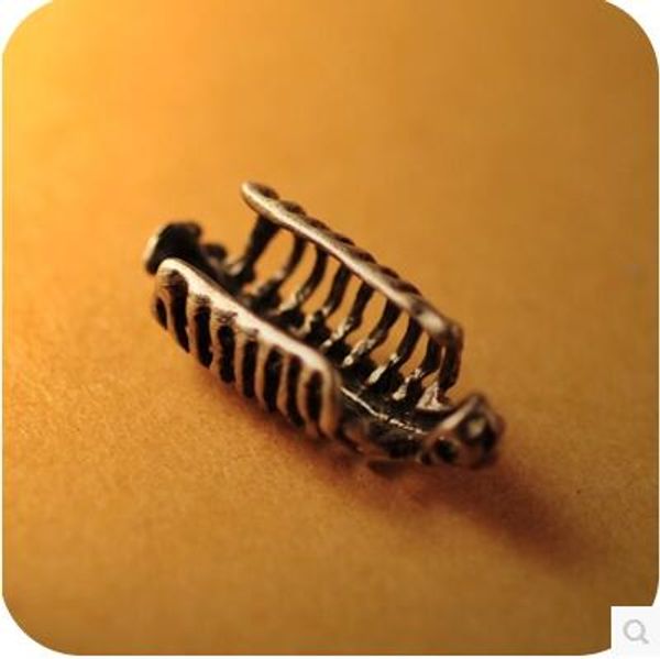 

new arrivals time-limited rushed fashion designer earring skull spine bone clip earrings clip without pierced ears wholesale ing, Silver