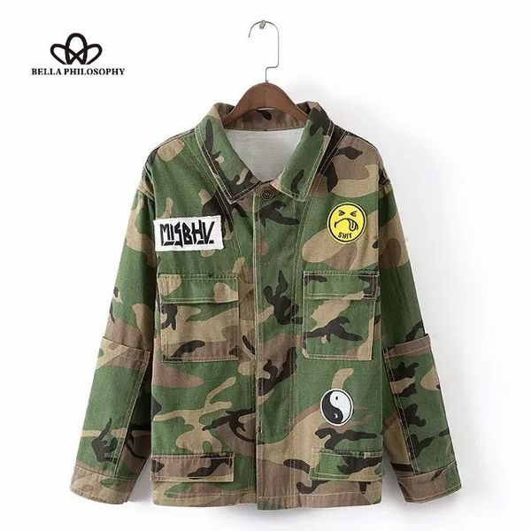 

wholesale- 2015 autumn winter army green camouflage letter print warm jacket coat women outwear, Black;brown