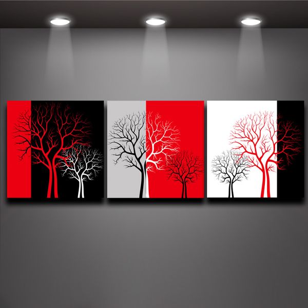 2019 red black white three colors tree picture oil painting prints on canvas mural art home living office wall decor from asenart 11 94 dhgate com red and black office