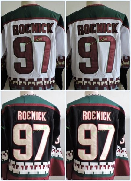 

Men's Embroidery Phoenix Coyotes #97 Jeremy Roenick Black White 1998 CCM Vintage Stitched Ice Hockey Jerseys Adult Size S-3XL