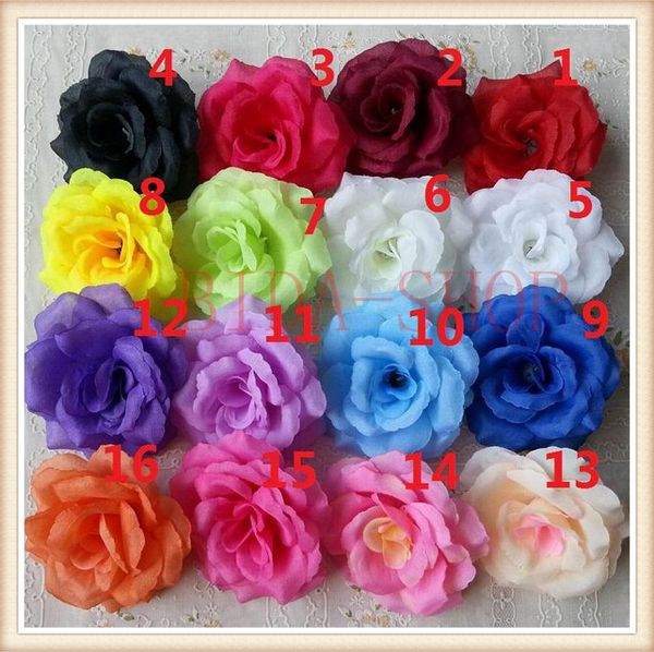 

100pcs 8cm silk rose flower heads 16 colors for wedding party decorative artificial simulation silk peony camellia rose flower