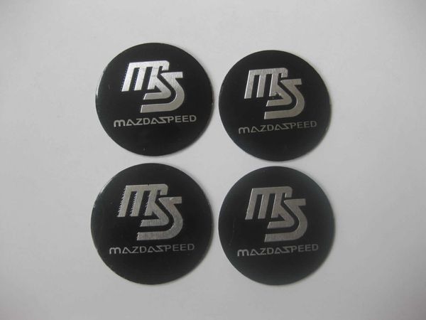 

4pcs ms mazdaspeed aluminum alloy car wheel center hub caps sticker emblem