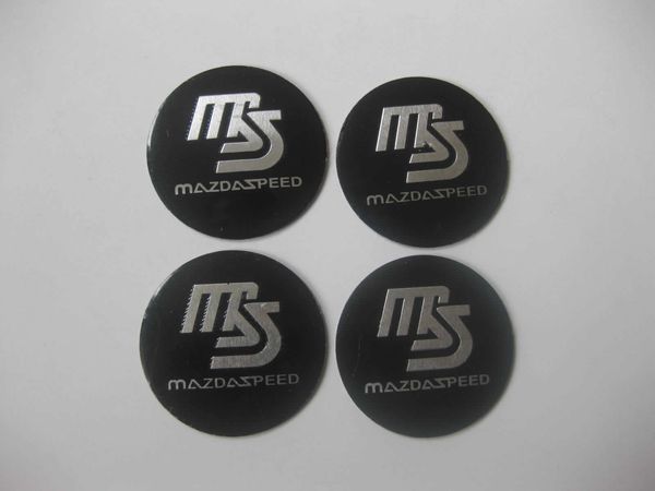 4pcs MS Mazdaspeed in lega di alluminio in lega di alluminio carreggiata tappi hub tappi sticker emblema