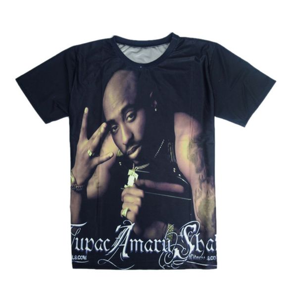 

wholesale-new fashion men/womens 3d t-shirt character print tupac 2pac short sleeve tee shirt t shirt hiphop clothing, White;black