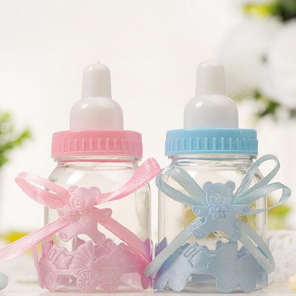 Plastic Pink Blue Bear Feeder Feeding Bottle Candy Chocolate Box