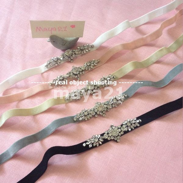 

Bridesmaids Slim Velvet Belt Wedding Sash Dresses Belt Bridal Belt High Quality Glass Beads Crystal Buckle Closure Skinny Velvet Blush Blet