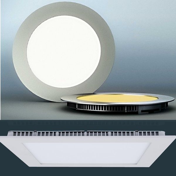 Luzes do painel LED Cree LED Recessed Downlights Lâmpada de lâmpada de lâmpada de cor 9W / 12W / 15W / 18W Quente / Natural Super-fino redondo / quadrado 110-240V