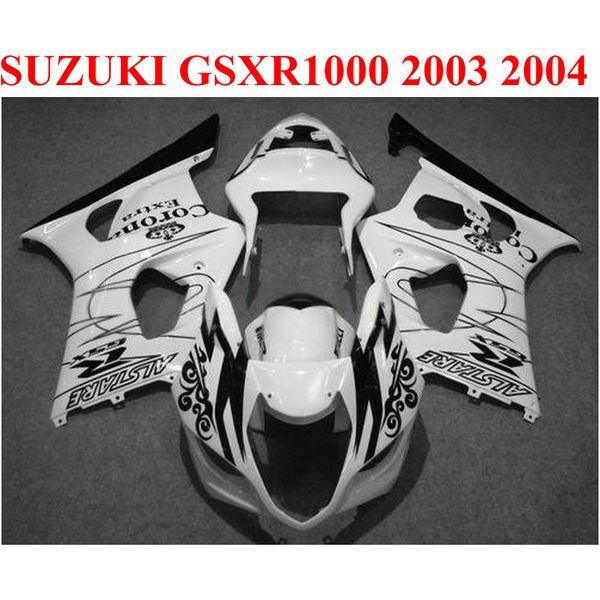

plastic fairing kit for suzuki 2003 2004 gsxr1000 fairing set k3 k4 gsx-r1000 03 04 white black corona bodykits cq90