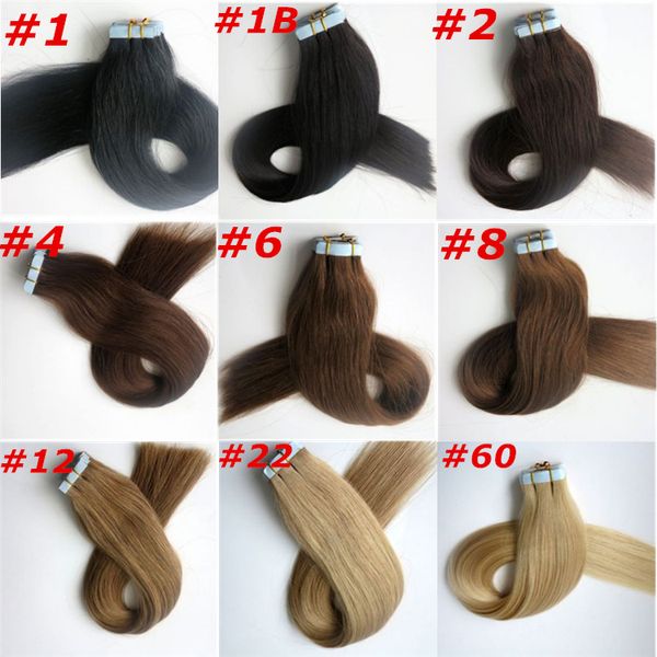 100g 40pcs colla di pelle di trama del nastro in estensioni dei capelli 18 20 22 24inch brasiliano indiane estensioni dei capelli umani