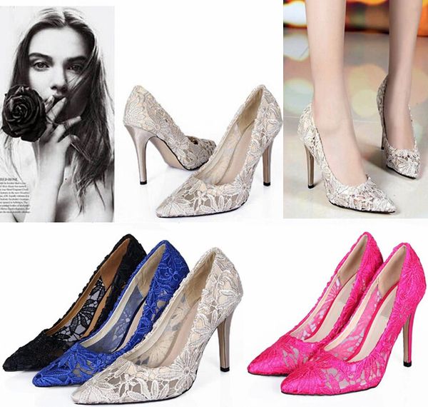 

2015 women cutout satin fabric 6 sizes high heel lace wedding shoes shallow mouth pointed toe genuine leather bride pumps dress shoes, Black