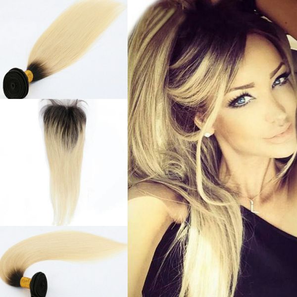 Brazilian Hair Weave With Closure Straight T Color Ombre 1b Black