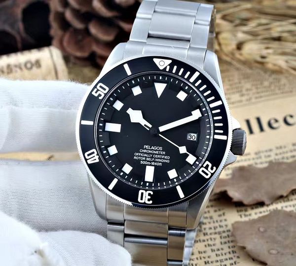 

luxury watch pelagos automatic movment stainless steels band black /blue dial sport men mens watch watches, Slivery;brown