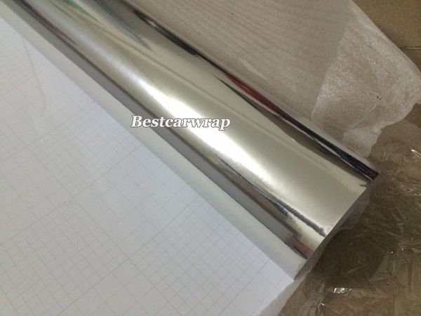 Dehnbare, flexible Silber-Chrom-Vinylfolie, Chrom-Spiegelfolie für Autofolie, Luftpolsterfolie, Größe 1, 52, 20 m, Rolle 5 Fuß x 65 Fuß3070