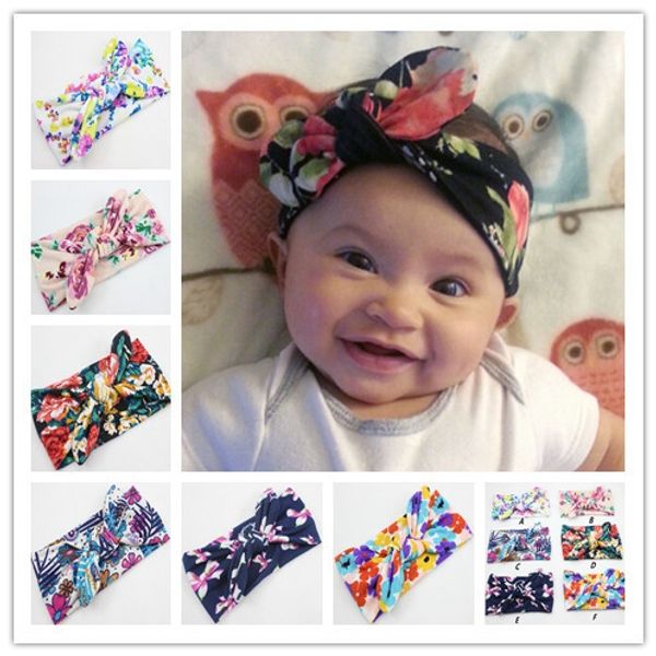 

girl printing bohemian hair accessories baby headbands cotton fabric turban twist head wrap rabbit ears headbands infant hairband fd6558, Slivery;white