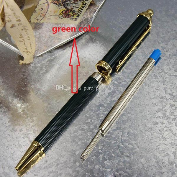 

luxury patern pen metal crown towers head green drawing style golden clip ballpoint pen for business office & school, Blue;orange