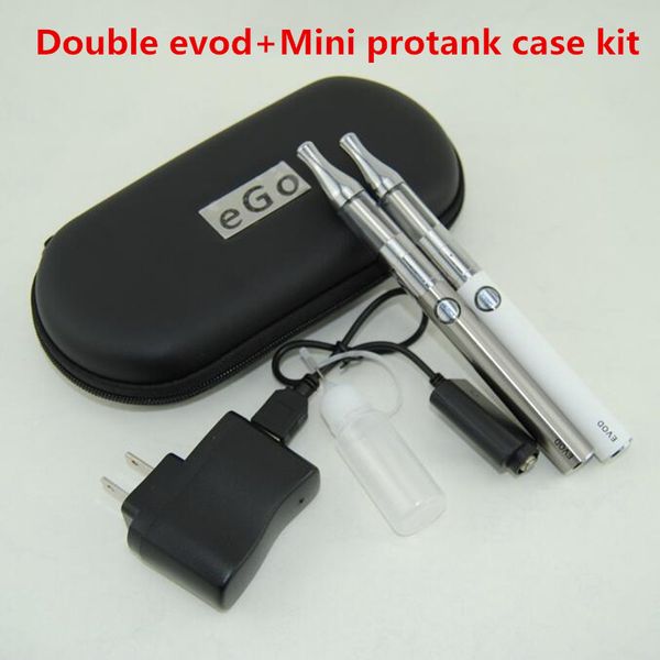 

double vape cigarettes electronic case box tank ego kit with ecigs mini protank 1 vaporizer atomizer battery pens starter mod evod numm