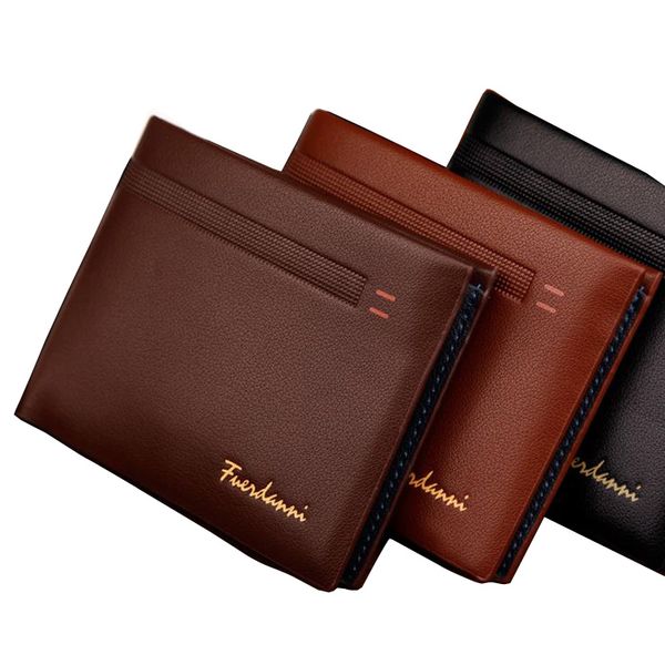 

fashion new qulaity pu leather men wallets 3 fold business short style design black coffee p bit card holder purse wallet ing, Red;black