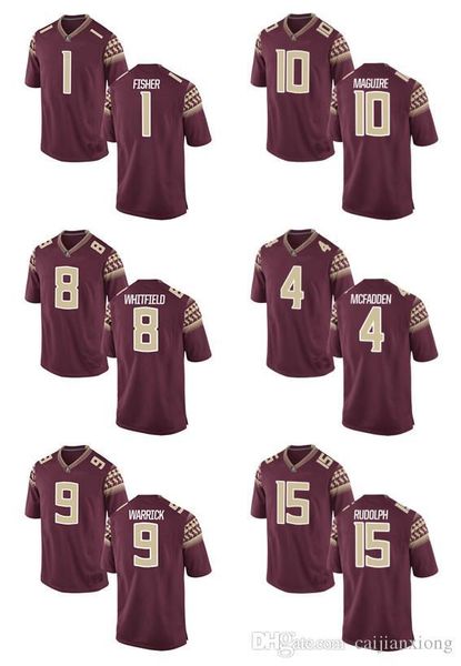 

Cu tomized jer ey f u fi her 1 whitfield 8 warrick 9 maguire 10 mcfadden 4 rudolph 15 men limited red college football cu tom jer ey