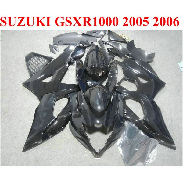 

7 gifts abs bodykits for suzuki 2005 2006 gsxr1000 k5 k6 fairings set gsx-r1000 05 06 all glossy black fairing kit ef77