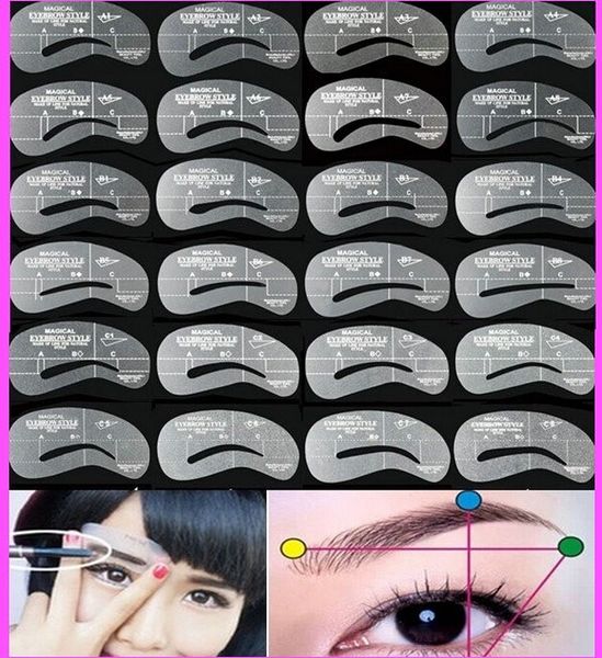 24 teile/satz Stile Pflege Stirn Gemalt Modell Schablone Kit Gestaltung DIY Schönheit Augenbraue Vorlage Schablone Make-Up Augenbraue Styling Werkzeug