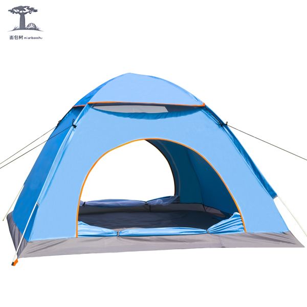 

wholesale- 4 seasons upgraded 3-4 person 200*200*135cm travel tent single layer camouflage tents camping hiking wigwam quick automatic tent