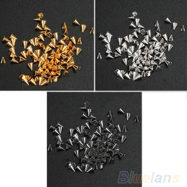 

wholesale-200pcs metal punk metallic cone spikes nail art tip decoration rivet diy tool 0b9o, Silver;gold