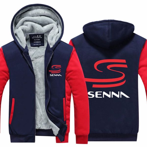 

New Mens Hoodie F1 Racer Thicken Fleece Ayrton Senna Winter Coat US EU Plus Size