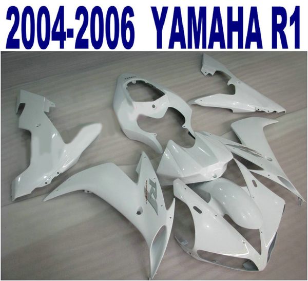 

100% injection molding customize bodywork for yamaha fairings yzf-r1 04 05 06 all glossy white fairing kit yzf r1 2004-2006 vl74